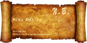 Niki Béla névjegykártya
